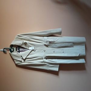 Danier white leather lined trench coat, size M